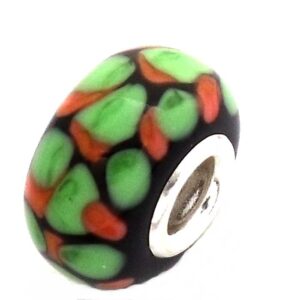 Green Orange Murano Glass Bead