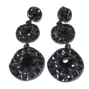Black Jewelled Circle Earrings