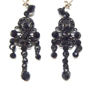Black Jewelled Chandelier Earring