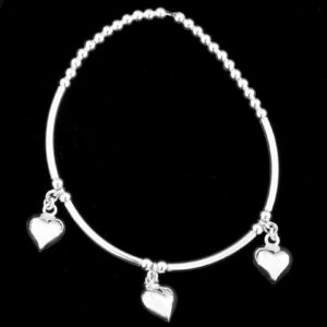 Hearts silver charm bangle