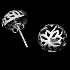 Silver Chunky Flower Studs