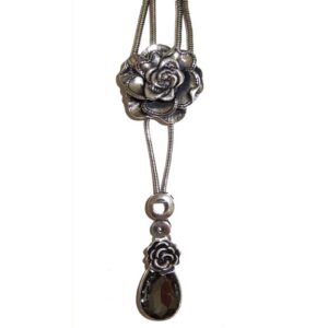 Chunky Silver Rose Necklace