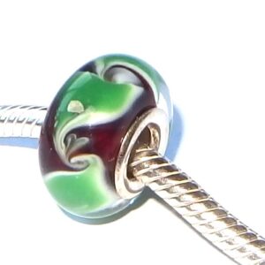 Green Koru Murano Glass Bead