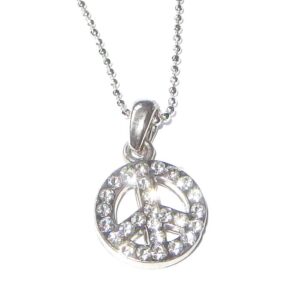 CZ Peace Necklace-costume silver