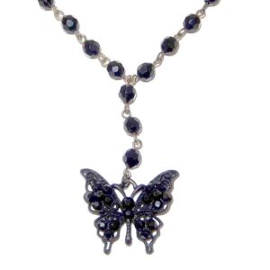 Rosary Bead Style Butterfly Necklace