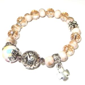 Stone Beaded Bracelets with Cross