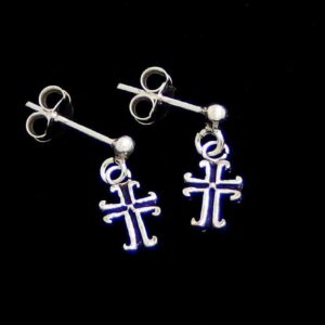 Silver Cross Dangle Stud Earring