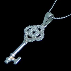 Silver CZ Key Pendant