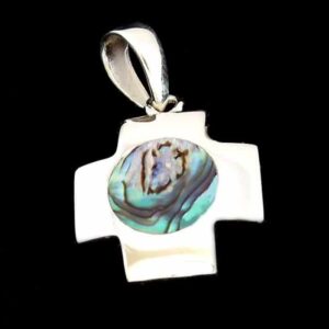 Paua Shell Square Cross Pendant