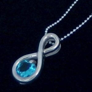 Aqua CZ Infinity Pendant Necklace