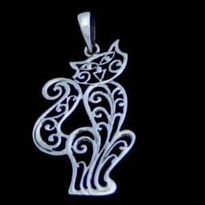 Filigree Silver Cat Pendant