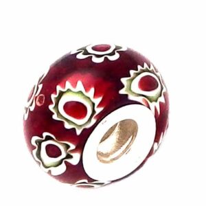 Maroon Flower Murano Glass Bead