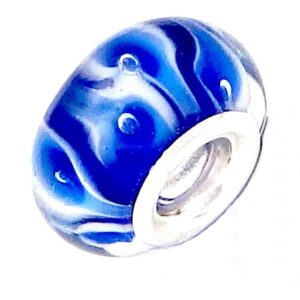 Blue Swirls Glass Bead