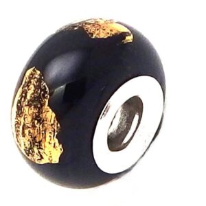Black Gold Pandora Compatible Glass Bead