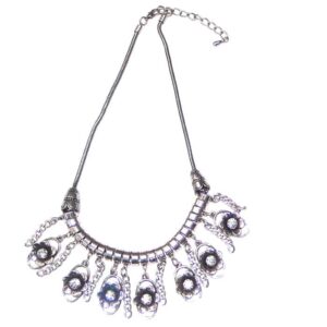 Chunky Silver Flower Necklace
