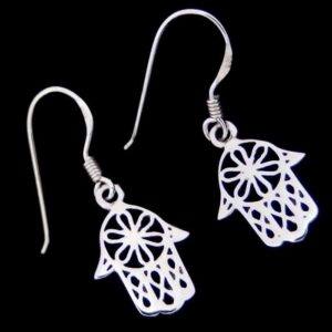 Silver Hand of Fatima Earrings