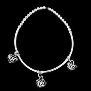 Stretch Silver Charm bangle