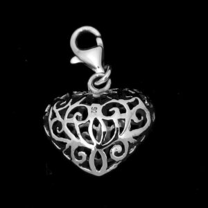 Filigree Vintage Heart Charm Clip