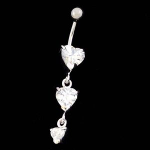 Crystal Belly Bar Dangle hearts