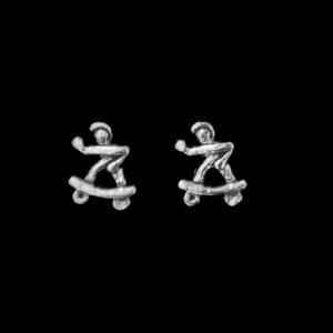 Silver Skate Board Earring