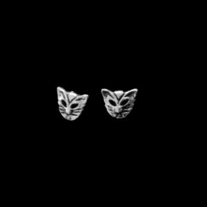 Silver Cat Stud Earrings