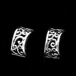 Silver filigree hoop stud